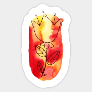 Red Yellow Watercolor Ombre Flower Sticker